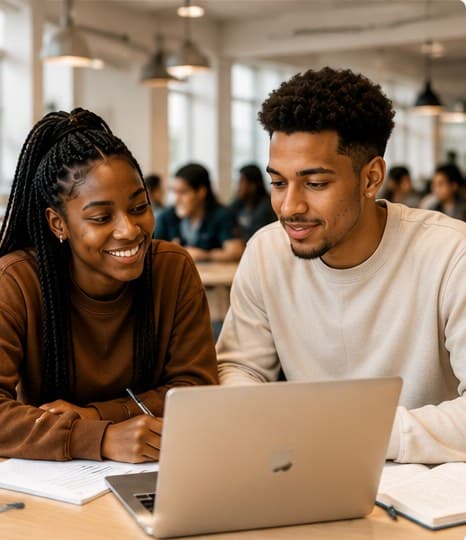 Étudiants travaillant ensemble sur un projet d'études